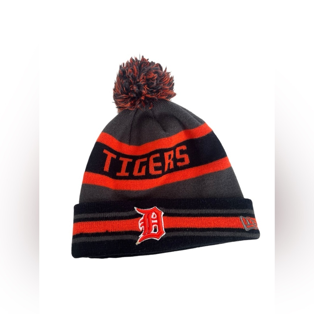 New Era Detroit Tigers Baseball Knit Winter Hat with Pom - Picture 3 of 5